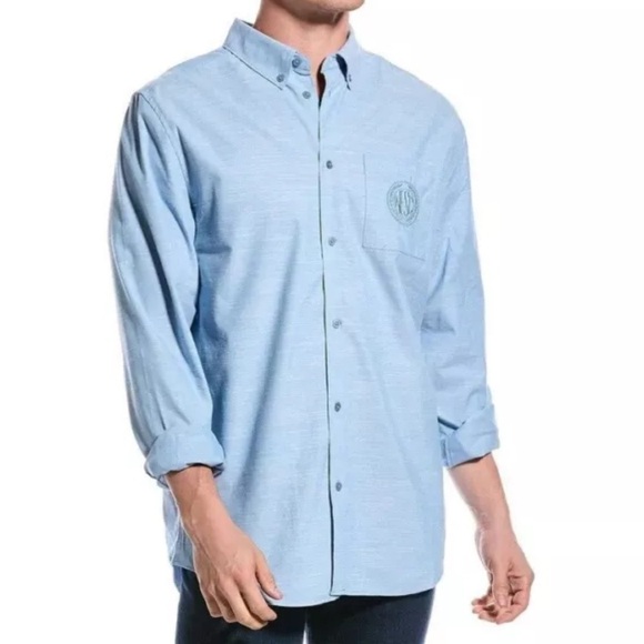 WESC Button Shirt Oden LS Oxford Unisex Long Sleeve Regular Fit Blue Cotton New - Picture 1 of 16